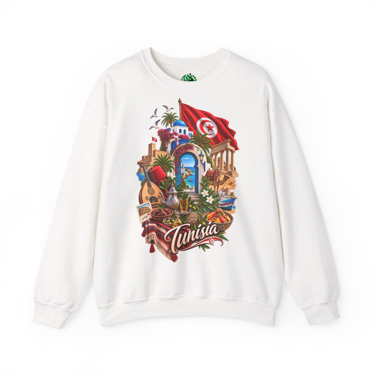 Tunisia travel collage Sweatshirt | Tunisian flag, medina, palm trees