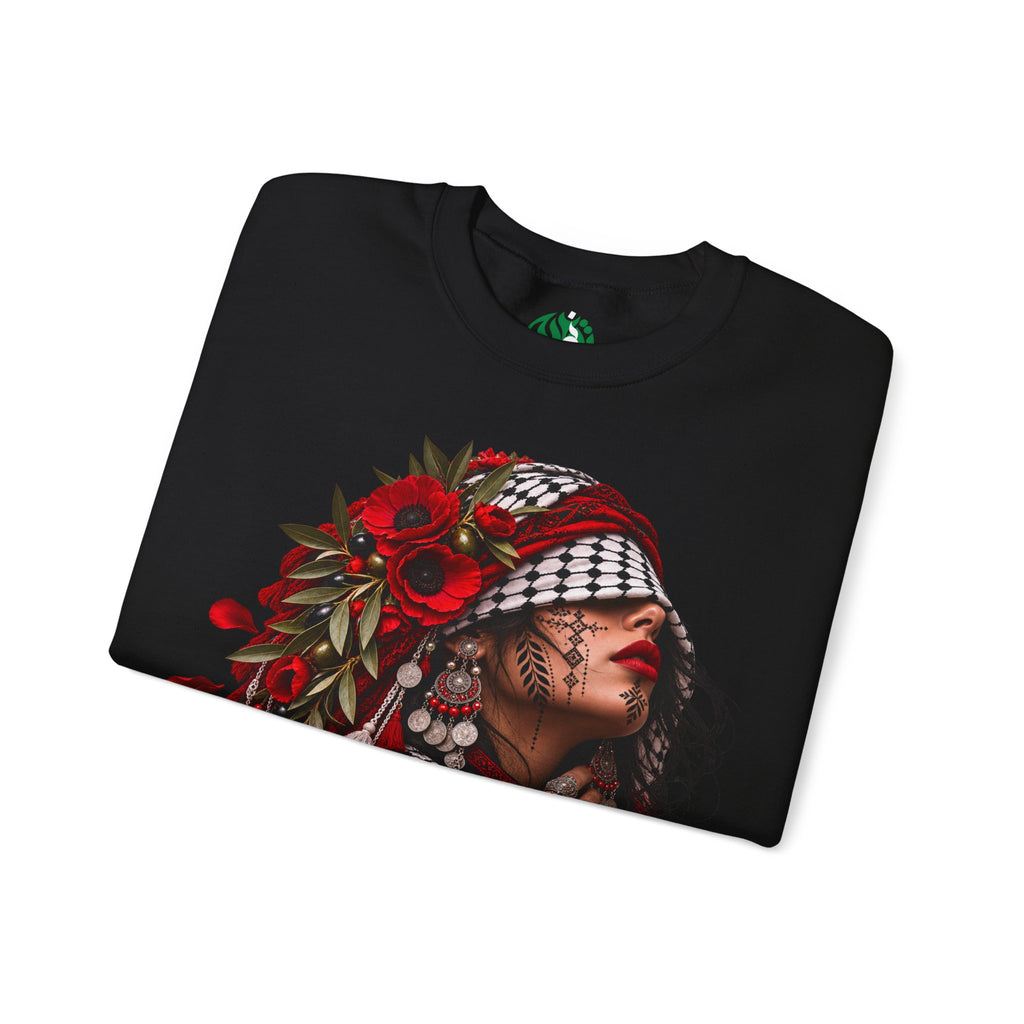 Native Floral Portrait Sweatshirt — Woman in Headdress Graphic Crewneck