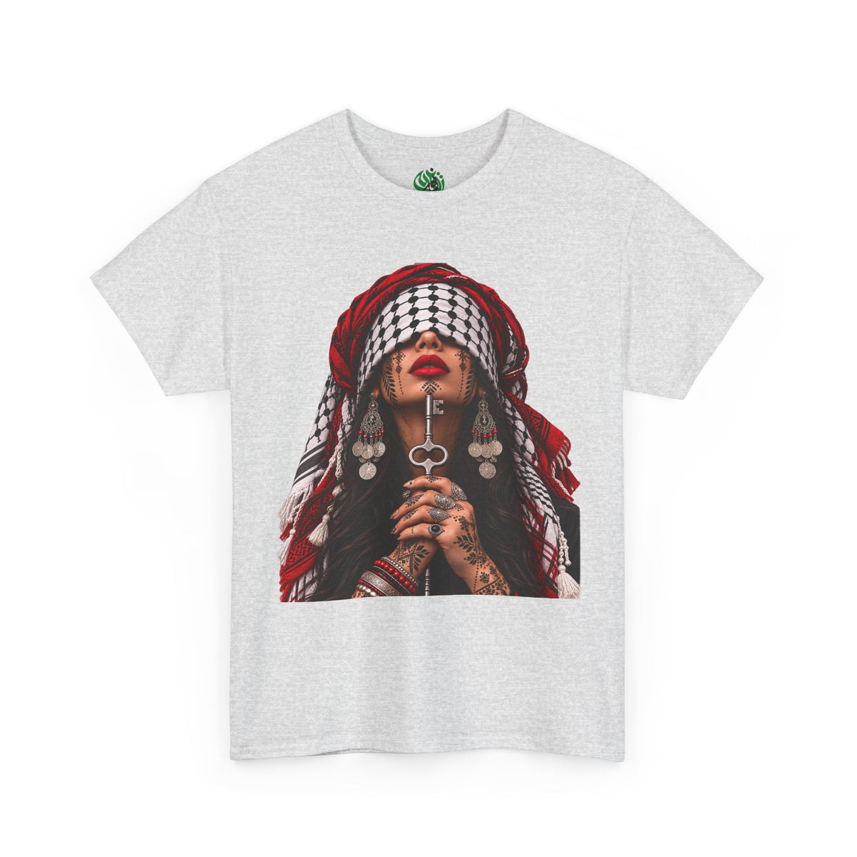 Palestinian Keffiyeh Portrait Tee — Bold Middle Eastern Cultural Art T-Shirt