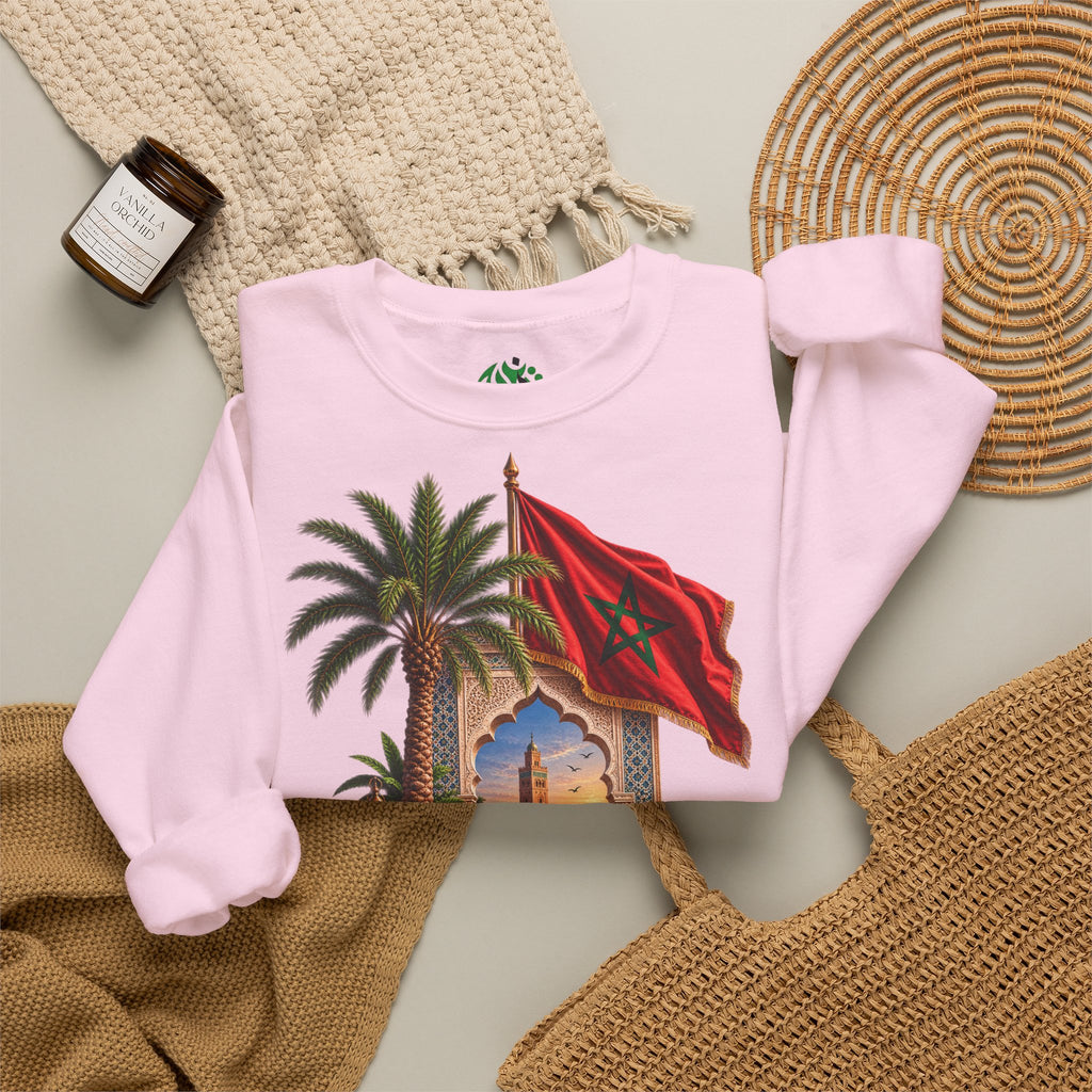 Sweat-shirt col rond Méli-mélo marocain — Drapeau du Maroc et scène du désert