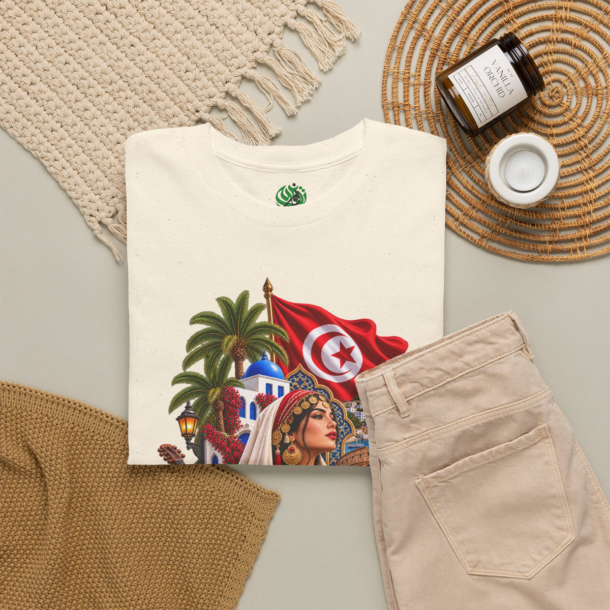 Tunisia Culture T-Shirt — Tunisian Flag & Traditional Motifs Tee