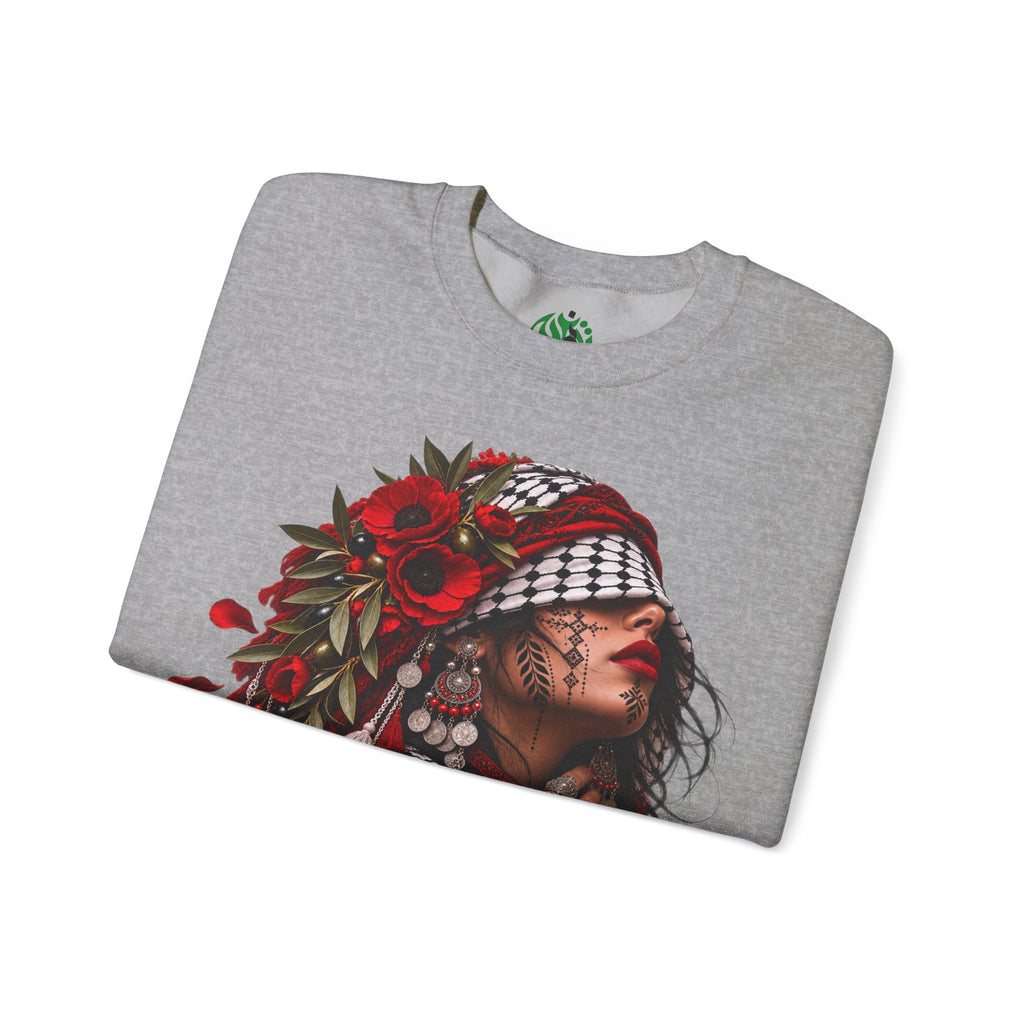 Native Floral Portrait Sweatshirt — Woman in Headdress Graphic Crewneck