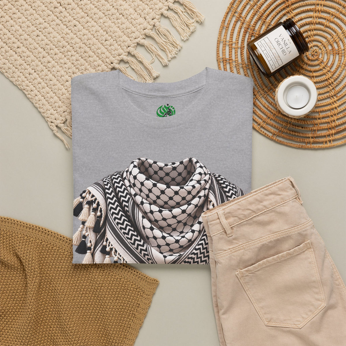 Keffiyeh Graphic T-Shirt — Middle Eastern Scarf Pattern Tee