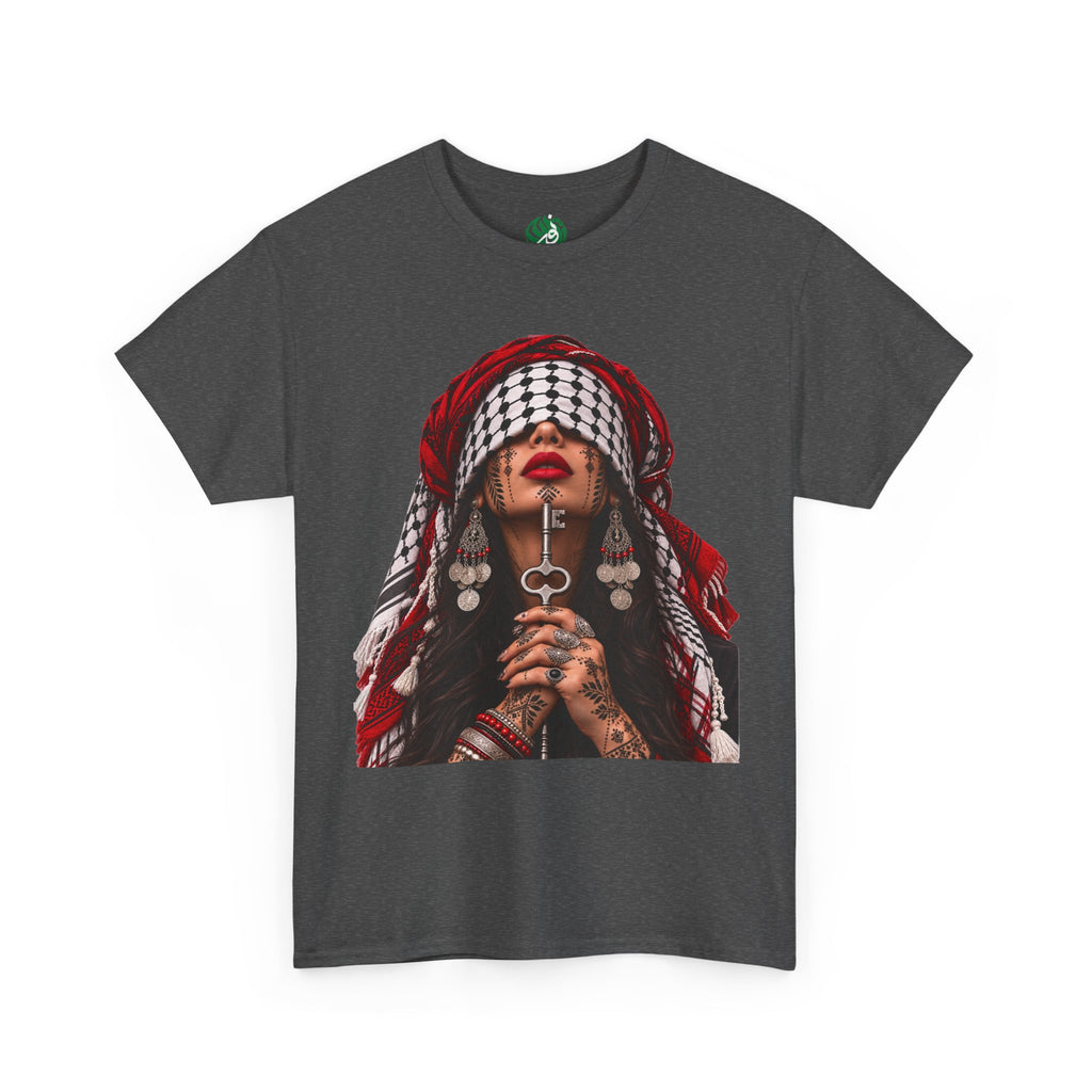 Palestinian Keffiyeh Portrait Tee — Bold Middle Eastern Cultural Art T-Shirt