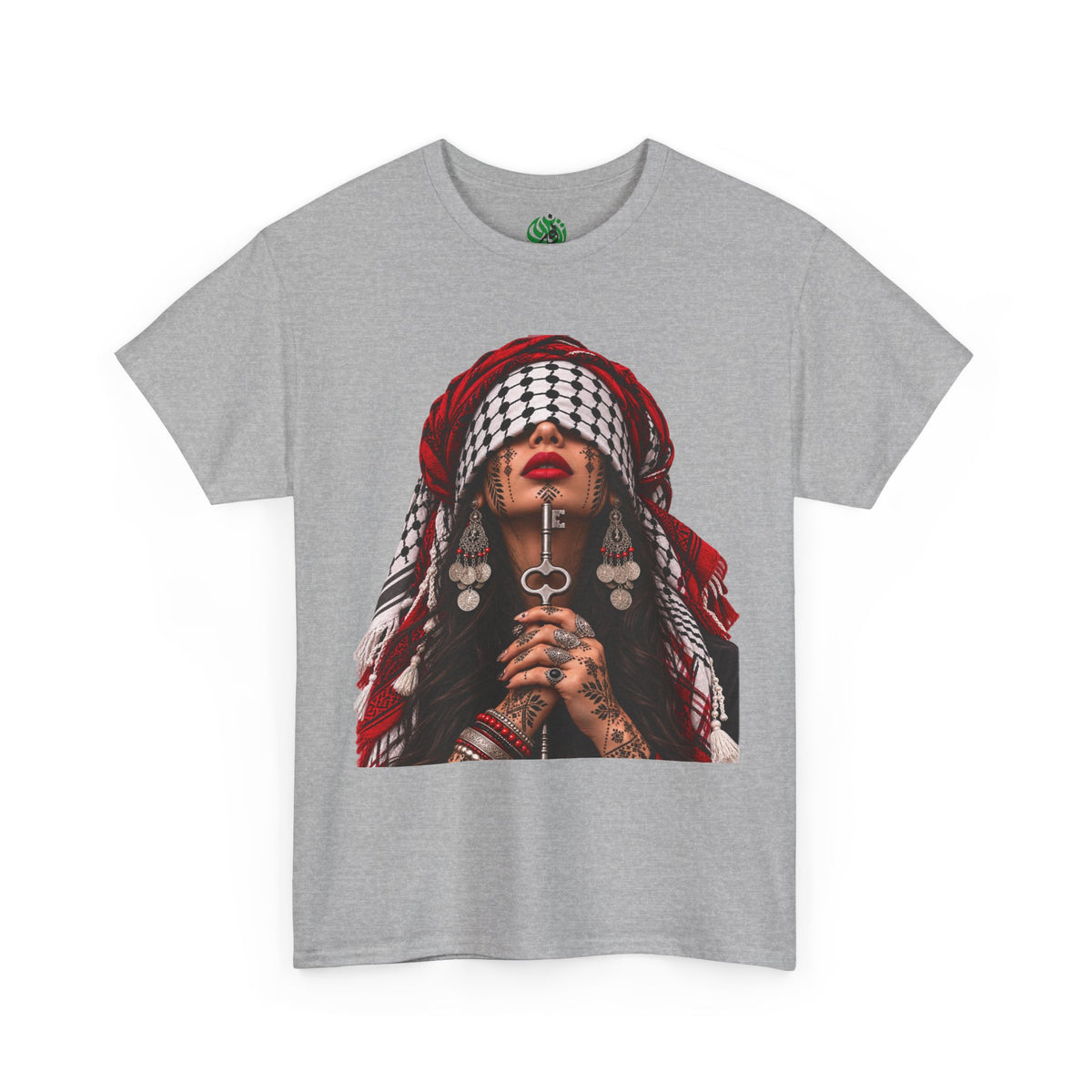 Palestinian Keffiyeh Portrait Tee — Bold Middle Eastern Cultural Art T-Shirt
