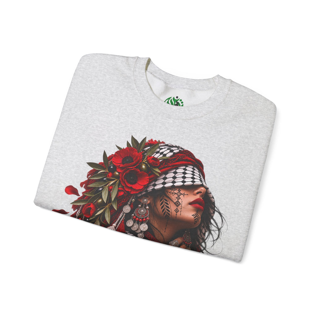 Native Floral Portrait Sweatshirt — Woman in Headdress Graphic Crewneck