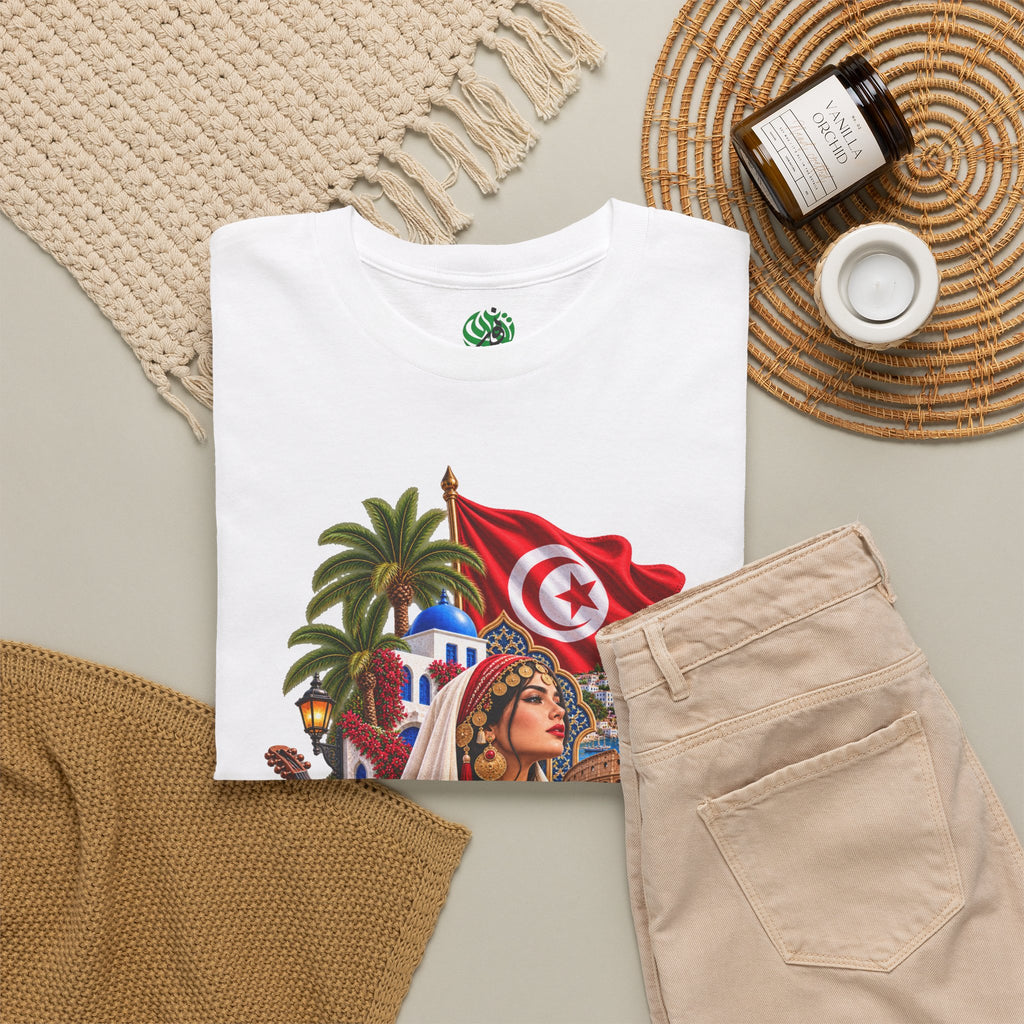 Tunisia Culture T-Shirt — Tunisian Flag & Traditional Motifs Tee