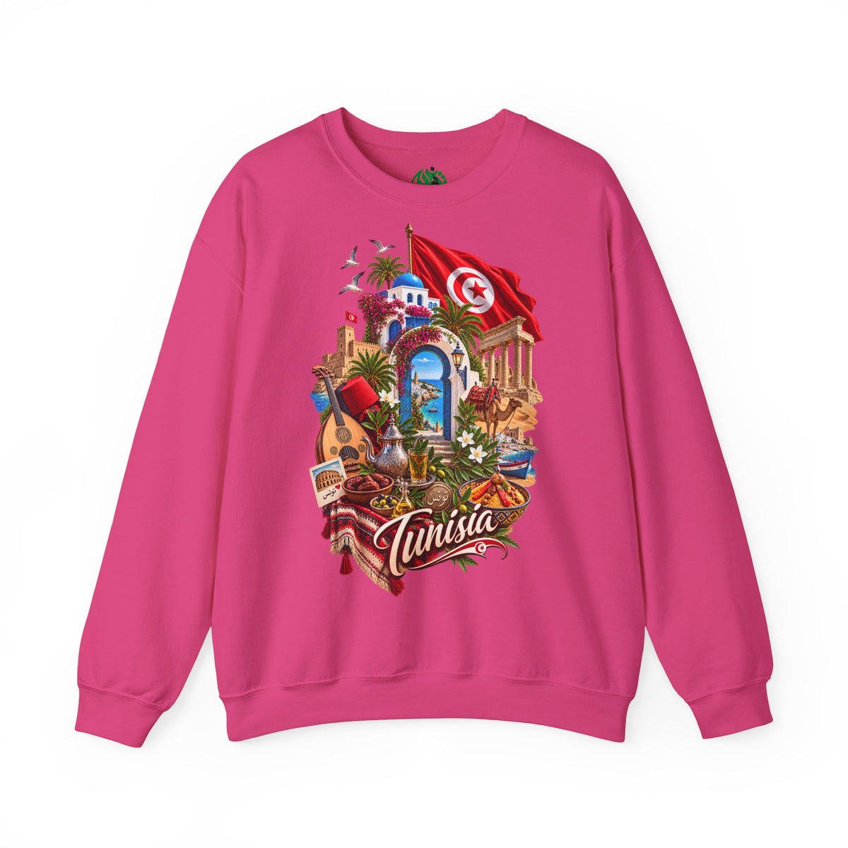 Tunisia travel collage Sweatshirt | Tunisian flag, medina, palm trees