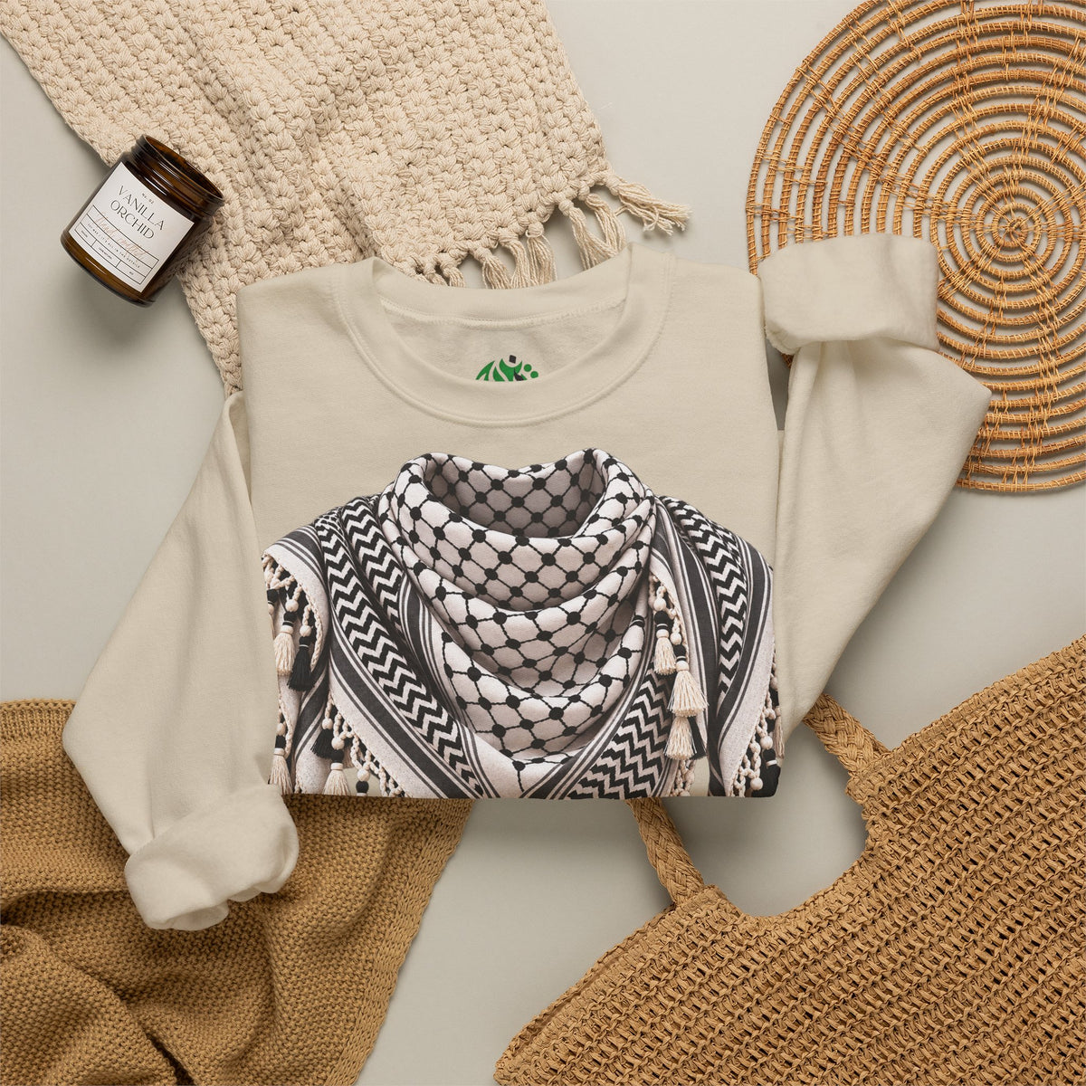 Keffiyeh Pattern Crewneck Sweatshirt