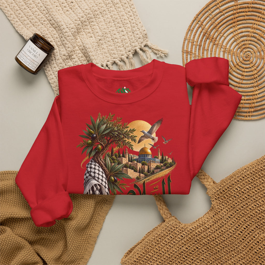 Arabic Palm Oasis Graphic Sweatshirt — "السلام" Poésie Crewneck