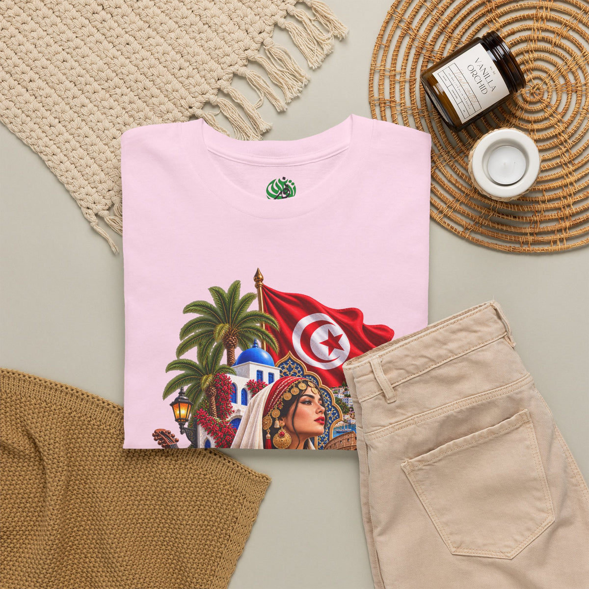 Tunisia Culture T-Shirt — Tunisian Flag & Traditional Motifs Tee