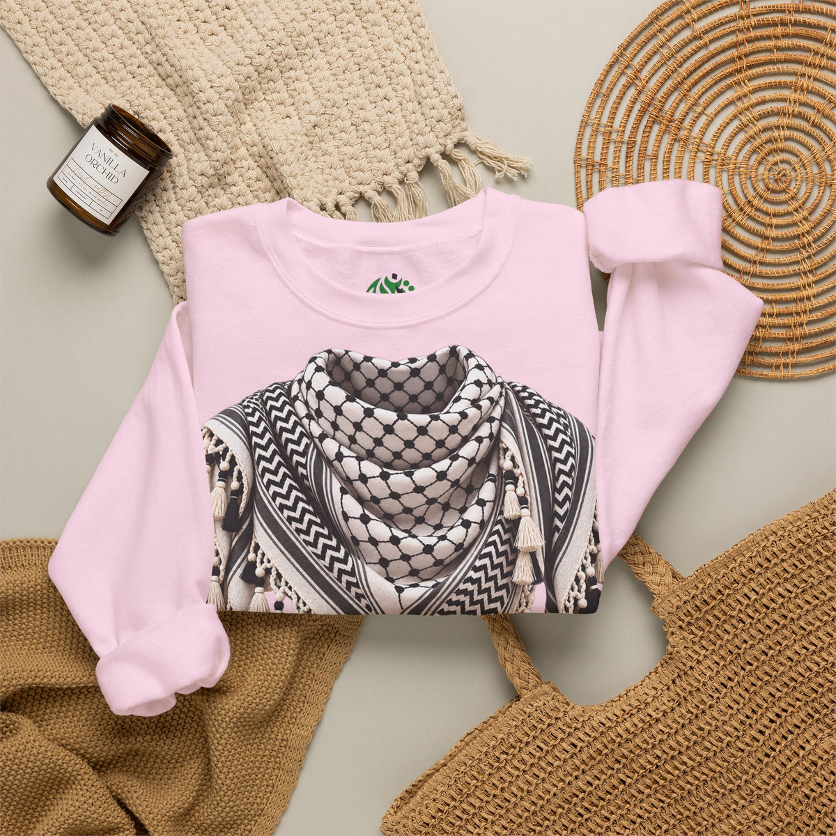 Keffiyeh Pattern Crewneck Sweatshirt