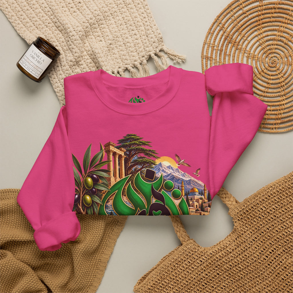 Levant Arabic Calligraphy Crewneck Sweatshirt | Middle Eastern Landscape Design