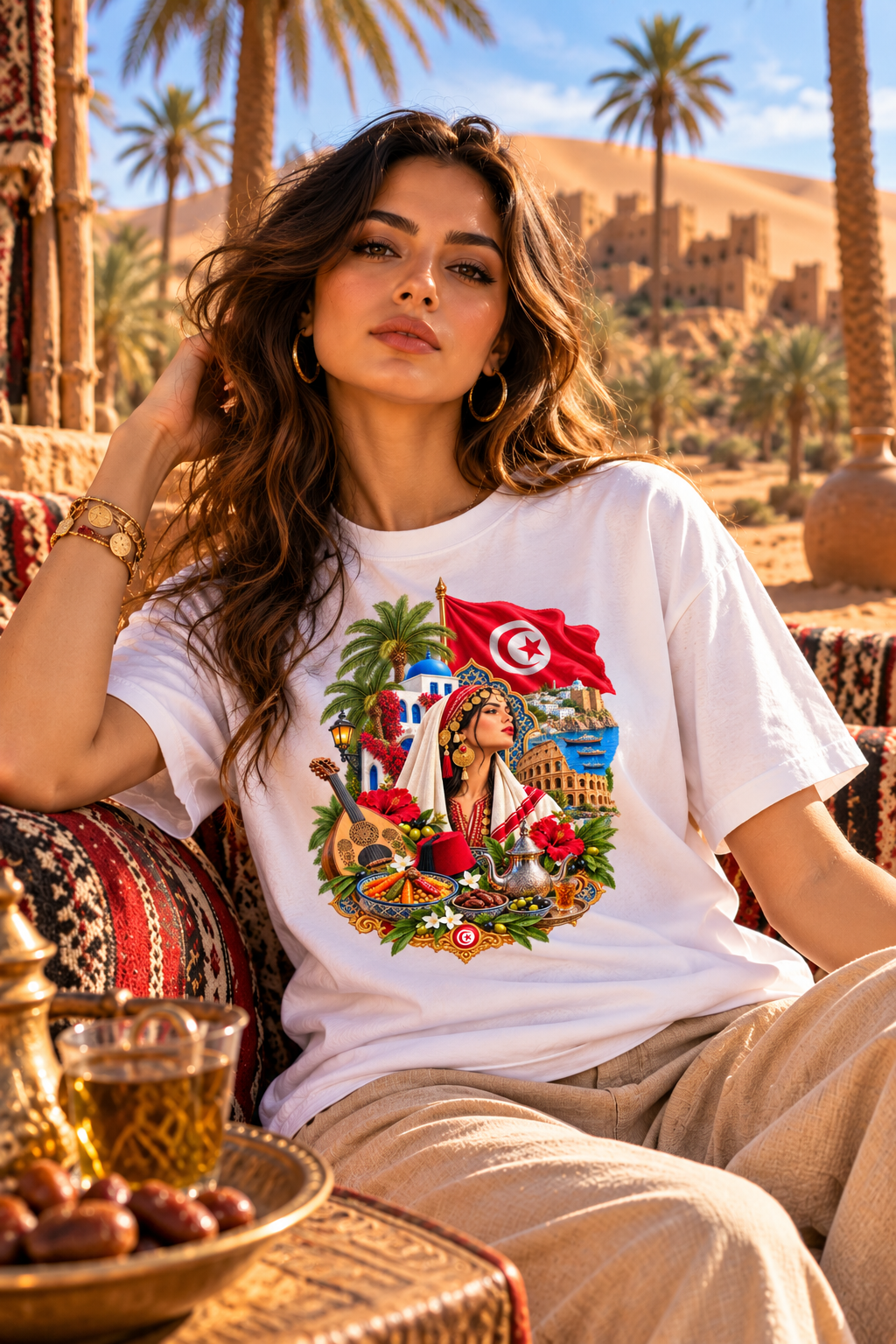 Tunisia Culture T-Shirt — Tunisian Flag & Traditional Motifs Tee