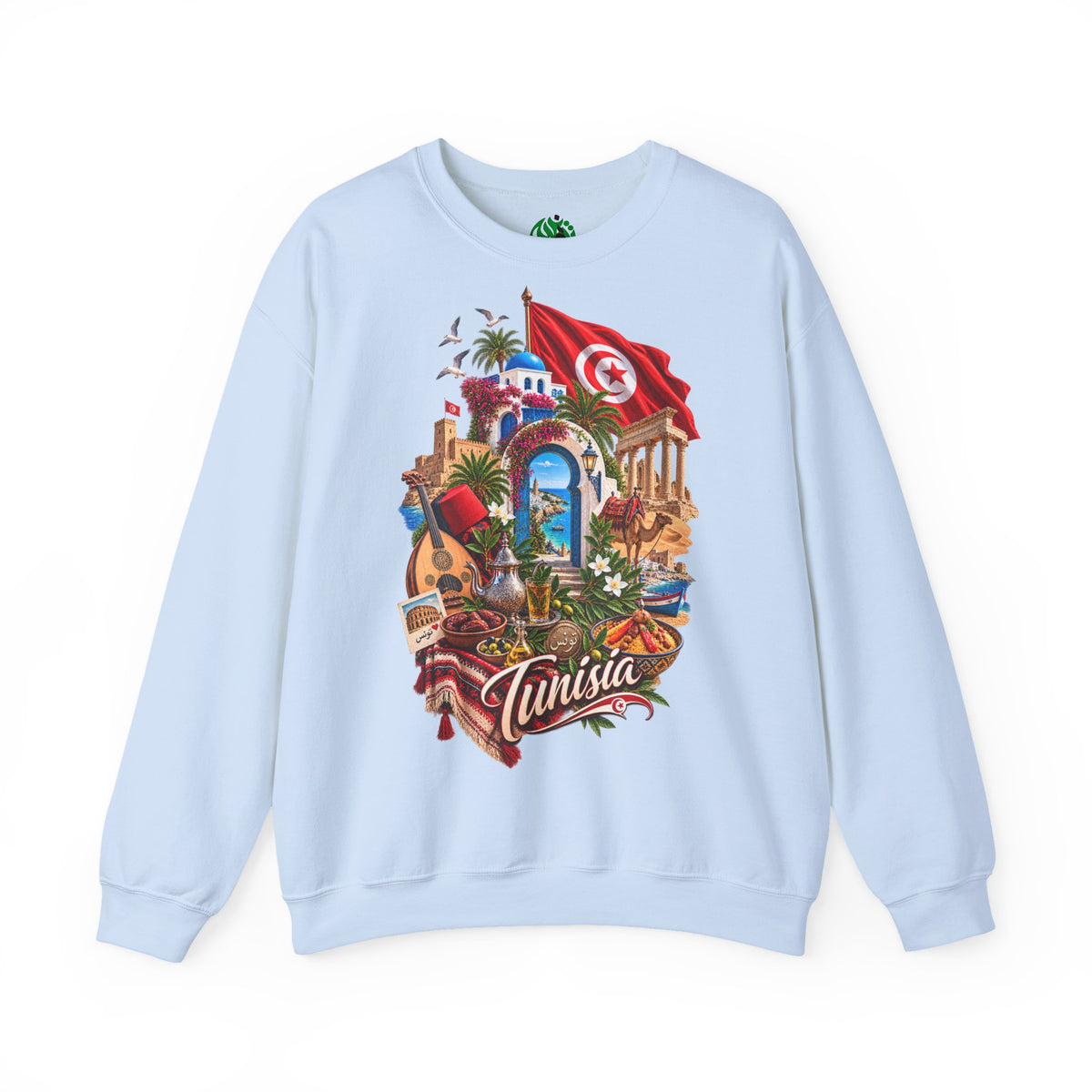 Tunisia travel collage Sweatshirt | Tunisian flag, medina, palm trees