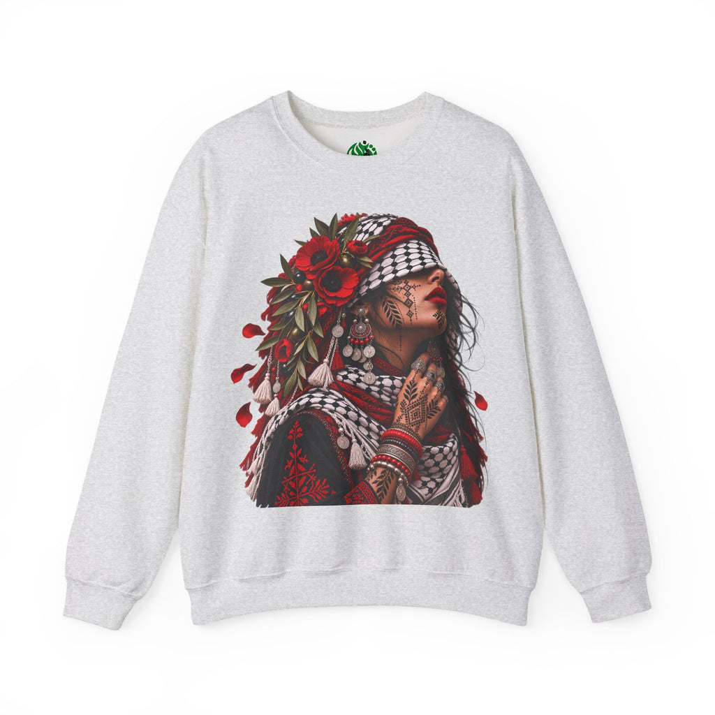 Native Floral Portrait Sweatshirt — Woman in Headdress Graphic Crewneck
