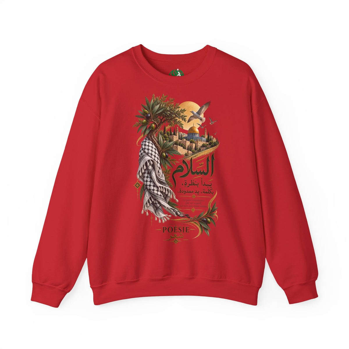 Arabic Palm Oasis Graphic Sweatshirt — "السلام" Poésie Crewneck