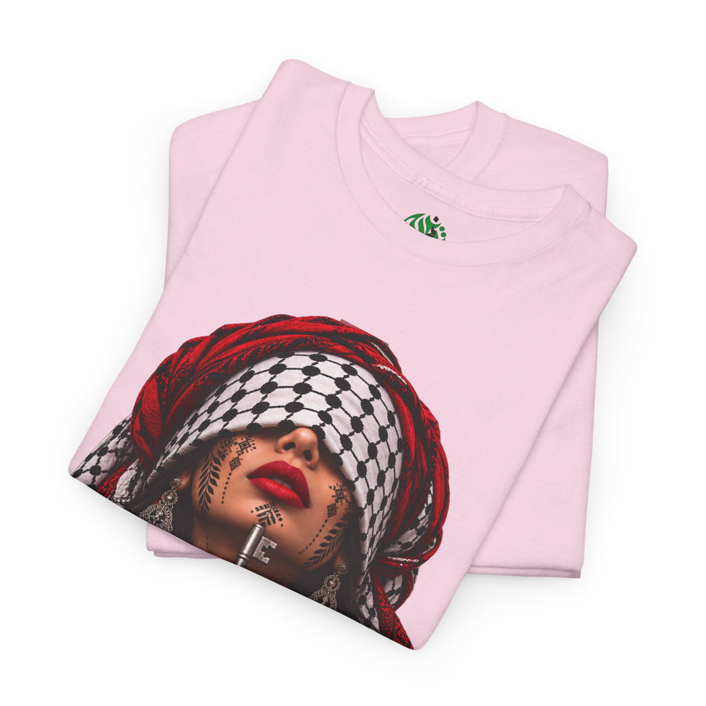 Palestinian Keffiyeh Portrait Tee — Bold Middle Eastern Cultural Art T-Shirt