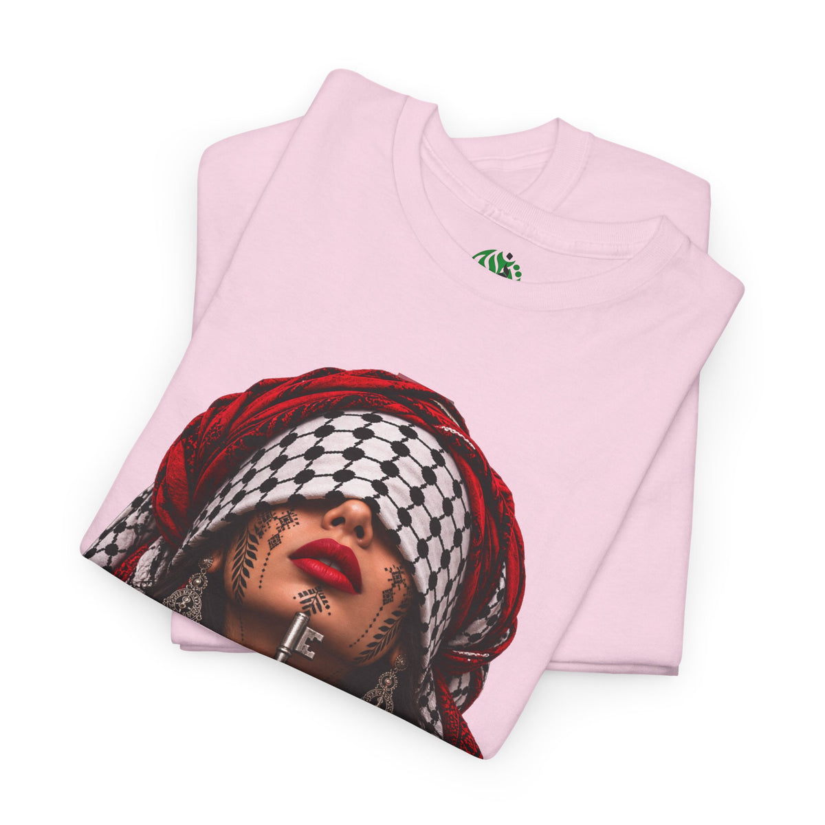 Palestinian Keffiyeh Portrait Tee — Bold Middle Eastern Cultural Art T-Shirt
