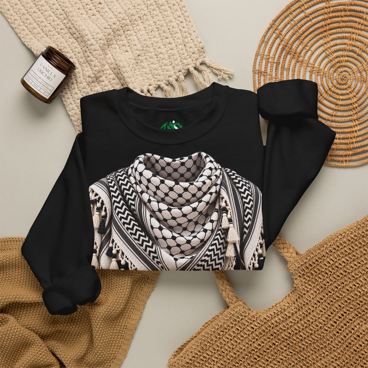 Keffiyeh Pattern Crewneck Sweatshirt
