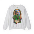 Sweat-shirt à col rond avec calligraphie arabe levantine | Illustration panoramique méditerranéenne