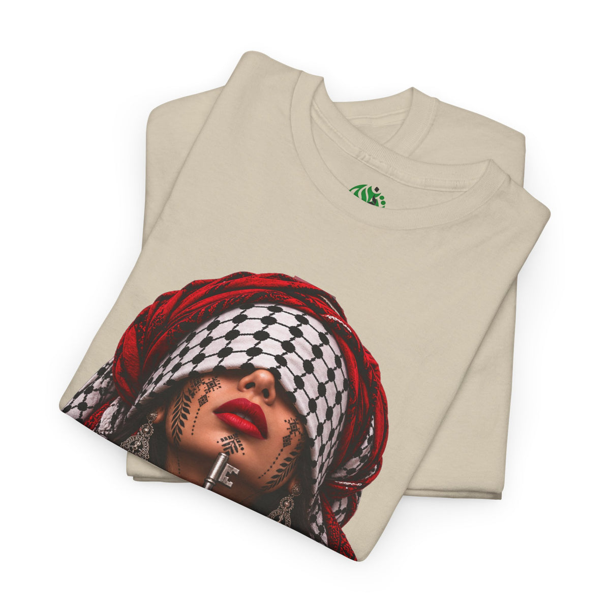 Palestinian Keffiyeh Portrait Tee — Bold Middle Eastern Cultural Art T-Shirt