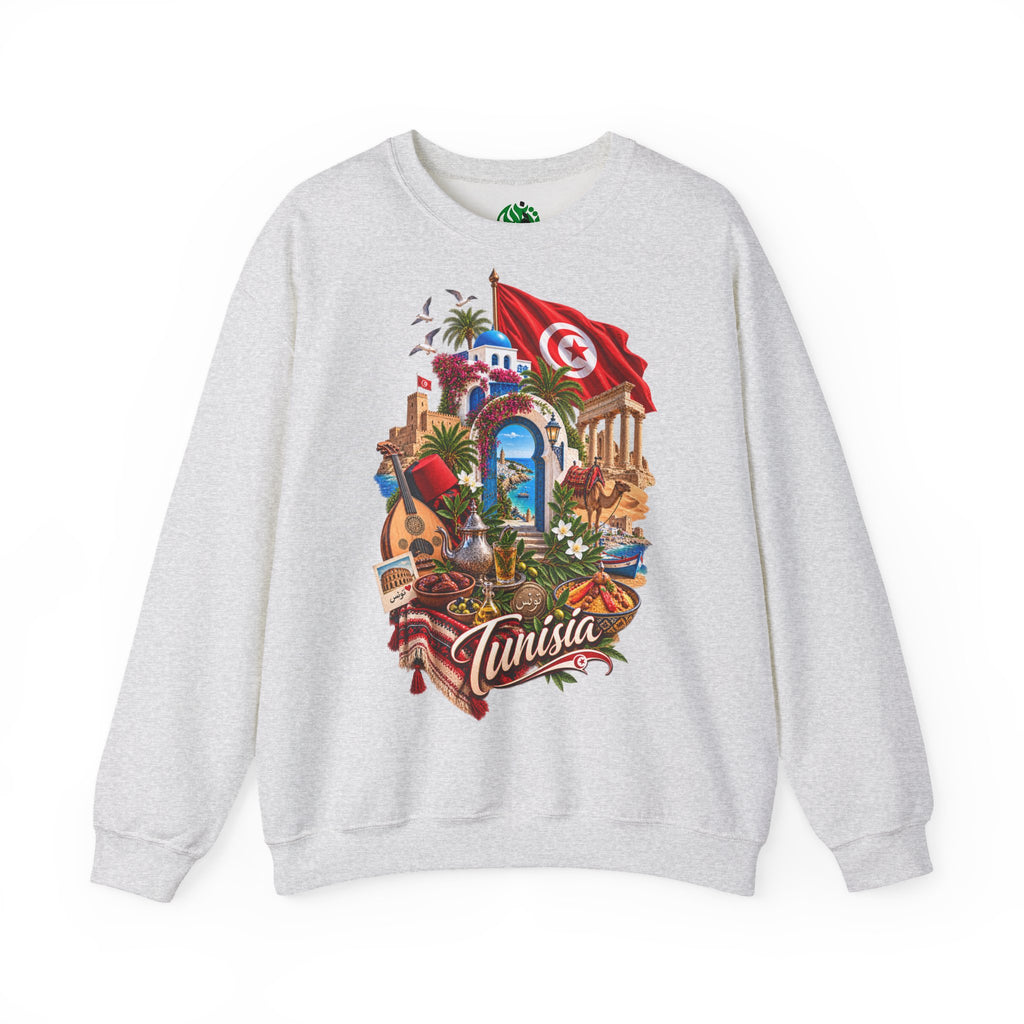 Tunisia travel collage sweatshirt | Tunisian flag, medina, palm trees